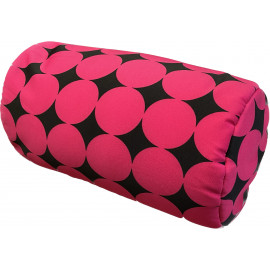 Relaxační polštář válec - černý, růžové puntíky